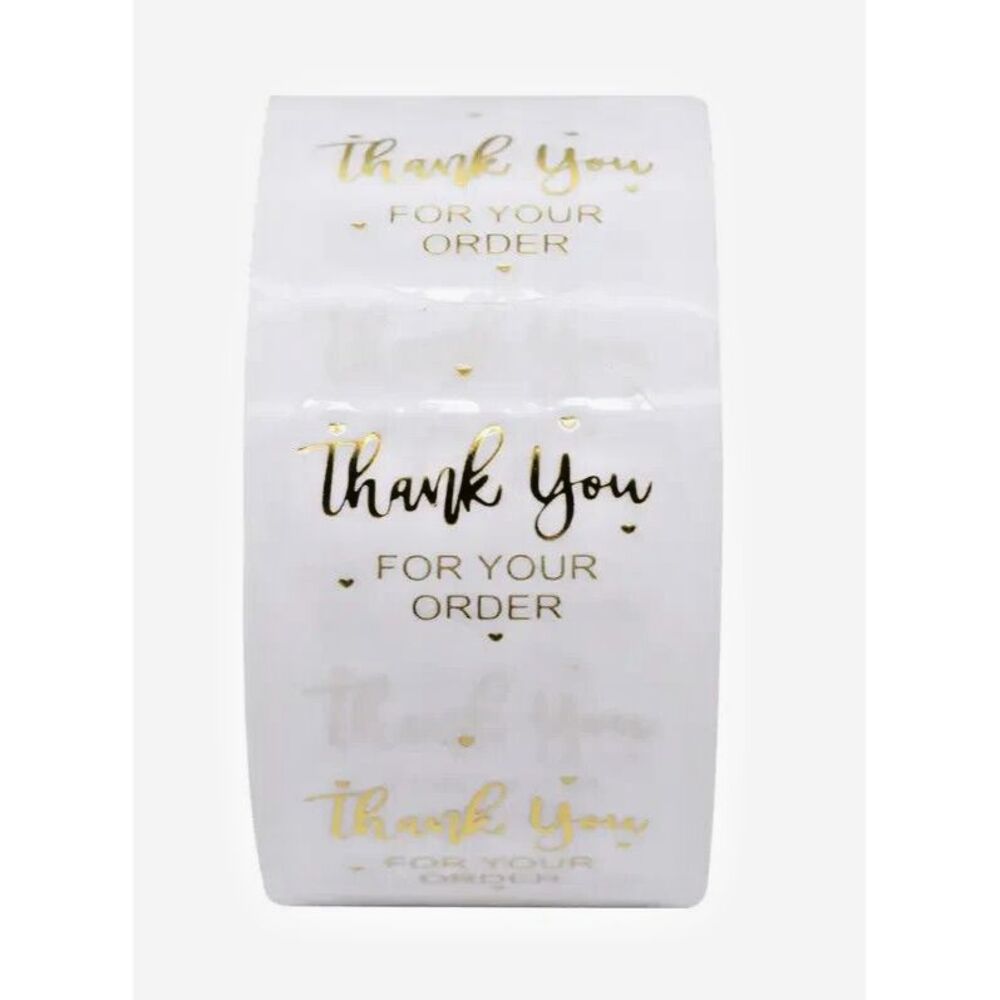 1000 Roll Clear Background Thank‎ You For Your Order 1.0" Stickers/Gold